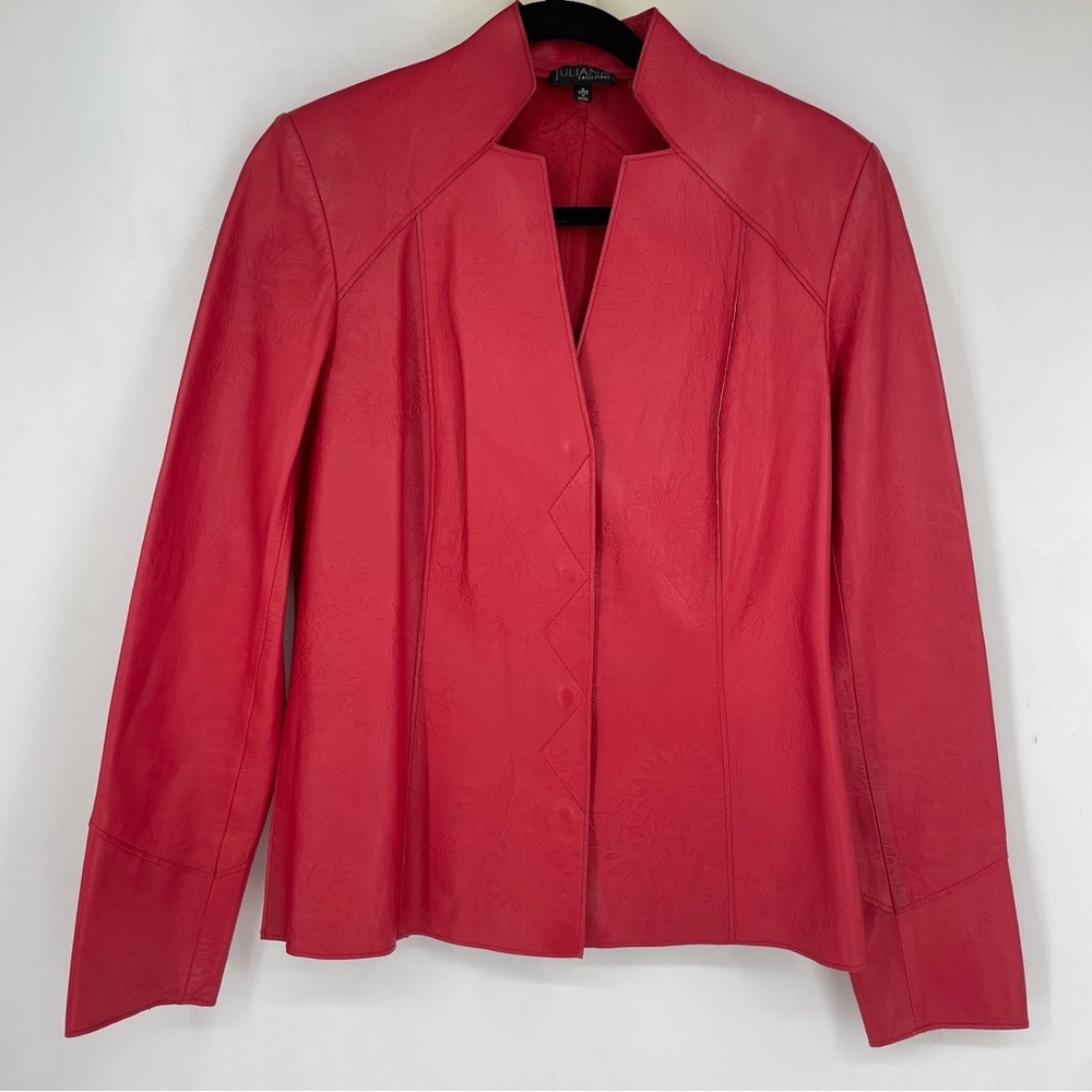 Vintage Y2K Juliana Collezione Small Soft Leather Jacket Pink Red Rockabilly 90s